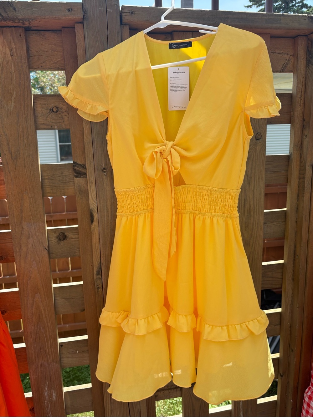 Pretty Garden Yellow Tie-Front Mini Dress